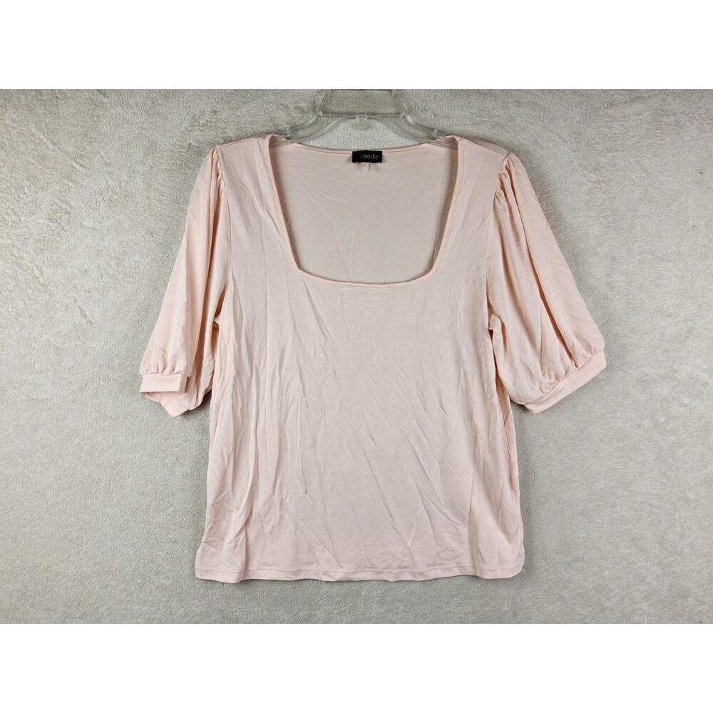 Crosby Women's Short Sleeve Square Neck Blouse Top Size M